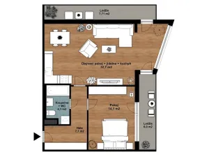 Prodej bytu 2+kk, České Budějovice, Staroměstská, 76 m2