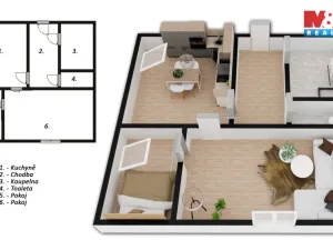 Pronájem bytu 2+1, Senožaty, 49 m2