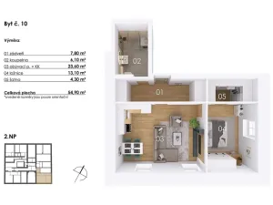 Prodej bytu 2+kk, Postupice, Blanická, 55 m2
