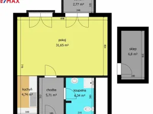 Pronájem bytu 1+kk, Poděbrady, Palackého, 48 m2