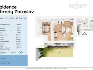 Prodej bytu 2+kk, Praha - Zbraslav, Hauptova, 79 m2