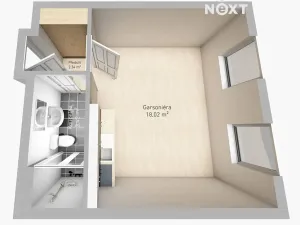 Pronájem bytu 1+kk, Tábor, Budějovická, 24 m2