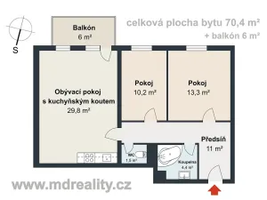 Pronájem bytu 3+kk, Jihlava, Slovenská, 76 m2