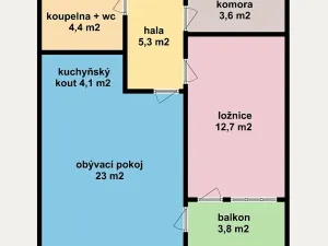 Prodej bytu 2+kk, Praha - Prosek, Nad šestikopy, 57 m2