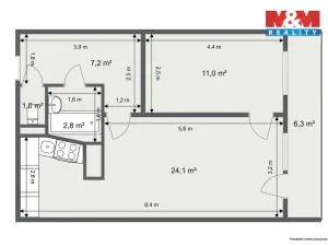 Prodej bytu 2+1, Teplice, Alejní, 46 m2