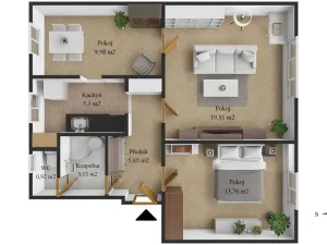 Prodej bytu 3+1, Bystřice, U Stadionu, 58 m2