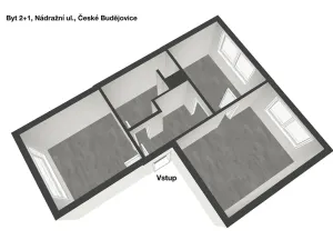 Pronájem bytu 2+1, České Budějovice, Nádražní, 50 m2