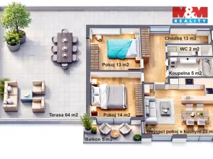 Prodej bytu 3+kk, Praha - Hrdlořezy, Mezilehlá, 70 m2