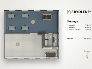 Pronájem kanceláře, Teplice, Modlanská, 153 m2