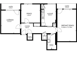Prodej bytu 3+1, Mžany, 73 m2