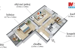 Prodej bytu 2+1, Chomutov, Skalková, 61 m2