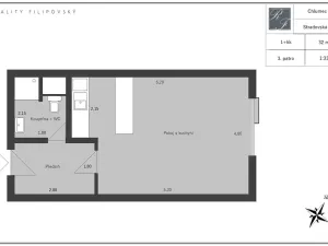 Pronájem bytu 1+kk, Chlumec, Stradovská, 32 m2