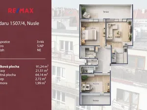 Prodej bytu 3+kk, Praha - Nusle, Zdaru, 64 m2