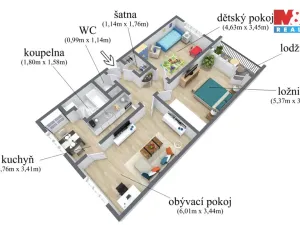 Prodej bytu 3+1, Ústí nad Labem - Mojžíř, Picassova, 78 m2