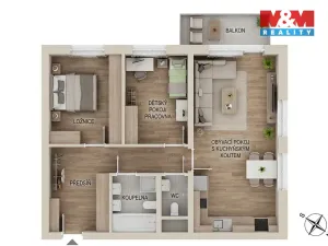 Pronájem bytu 3+kk, Praha, Fabiánové, 64 m2