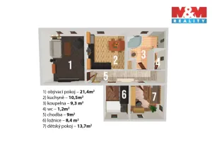 Prodej bytu 3+1, Liberec - Liberec VII-Horní Růžodol, Tylova, 74 m2