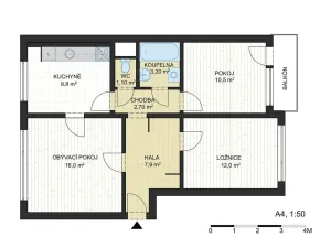 Prodej bytu 3+1, Praha - Hlubočepy, Lamačova, 62 m2