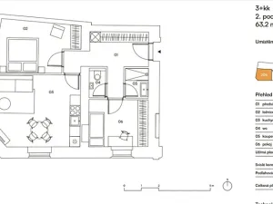 Pronájem bytu 3+kk, Praha - Nusle, Boleslavova, 58 m2