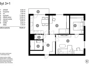 Prodej bytu 3+1, Praha - Letňany, Křivoklátská, 68 m2