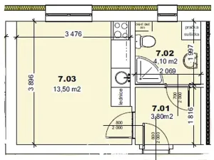 Prodej bytu 1+kk, Mšené-lázně, Mládežnická, 21 m2