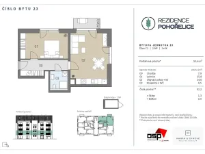 Prodej bytu 2+kk, Pohořelice, U Kasáren, 52 m2