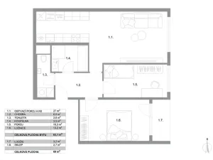 Prodej bytu 3+kk, Praha - Chodov, Hrudičkova, 69 m2
