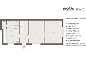 Pronájem bytu 2+1, Řevnice, 49 m2