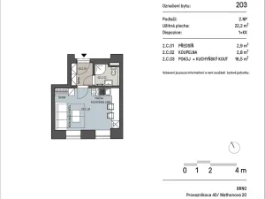 Pronájem bytu 1+kk, Brno, Mathonova, 22 m2