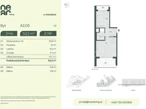 Prodej bytu 2+kk, Praha - Libeň, Na kopečku, 50 m2