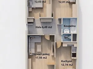 Prodej bytu 3+1, Praha - Chodov, Konstantinova, 64 m2