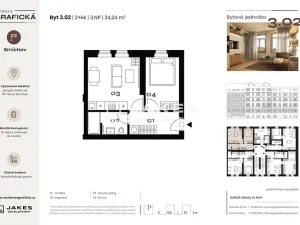 Prodej bytu 2+kk, Praha - Smíchov, Grafická, 34 m2