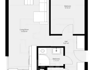 Pronájem bytu 2+kk, Praha - Michle, Mezipolí, 40 m2