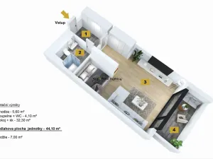 Pronájem bytu 1+kk, Praha - Braník, Skálové, 51 m2