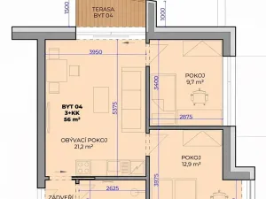 Prodej bytu 2+kk, Fryšták, 53 m2