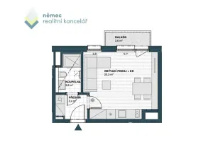 Pronájem bytu 1+kk, Praha - Kamýk, Hodkovická, 30 m2