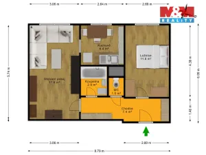 Pronájem bytu 2+1, Kladno - Kročehlavy, Francouzská, 47 m2