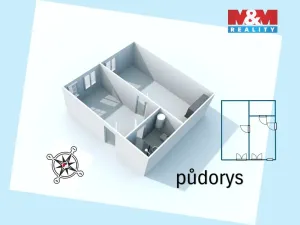 Pronájem bytu 2+kk, Kolín - Kolín I, Husova, 26 m2