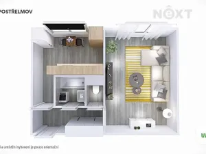 Pronájem bytu 1+1, Postřelmov, Nová, 32 m2