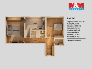 Pronájem bytu 2+1, Poděbrady - Poděbrady II, Dr. Horákové, 56 m2