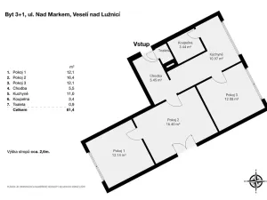 Prodej bytu 3+1, Veselí nad Lužnicí, Pod Markem, 62 m2