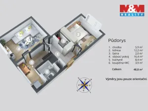 Prodej bytu 2+1, Ústí nad Labem - Severní Terasa, Burianova, 49 m2