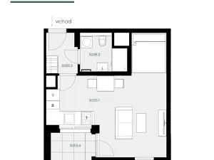 Pronájem bytu 1+kk, Praha - Stodůlky, Hábova, 40 m2