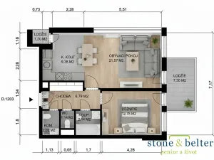 Pronájem bytu 2+kk, Praha - Michle, V dolině, 57 m2