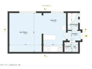 Prodej bytu 1+1, Hradec Králové, Horova, 44 m2