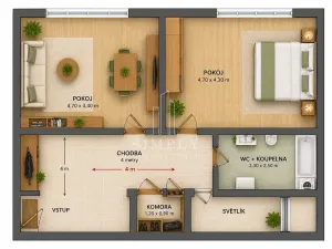 Prodej bytu 2+kk, Praha - Libeň, Novákových, 48 m2