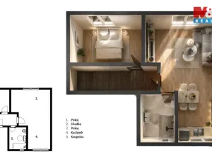 Prodej bytu 2+kk, Kožušany-Tážaly - Tážaly, 43 m2