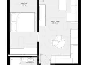 Pronájem bytu 2+kk, Sezimovo Ústí, náměstí Tomáše Bati, 46 m2