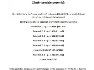 Prodej pozemku pro bydlení, Záříčí, 890 m2