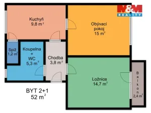 Prodej bytu 2+1, Česká Třebová, Pražského, 52 m2