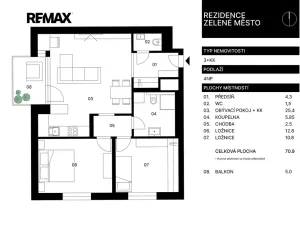 Pronájem bytu 3+kk, Praha - Hrdlořezy, Učňovská, 71 m2